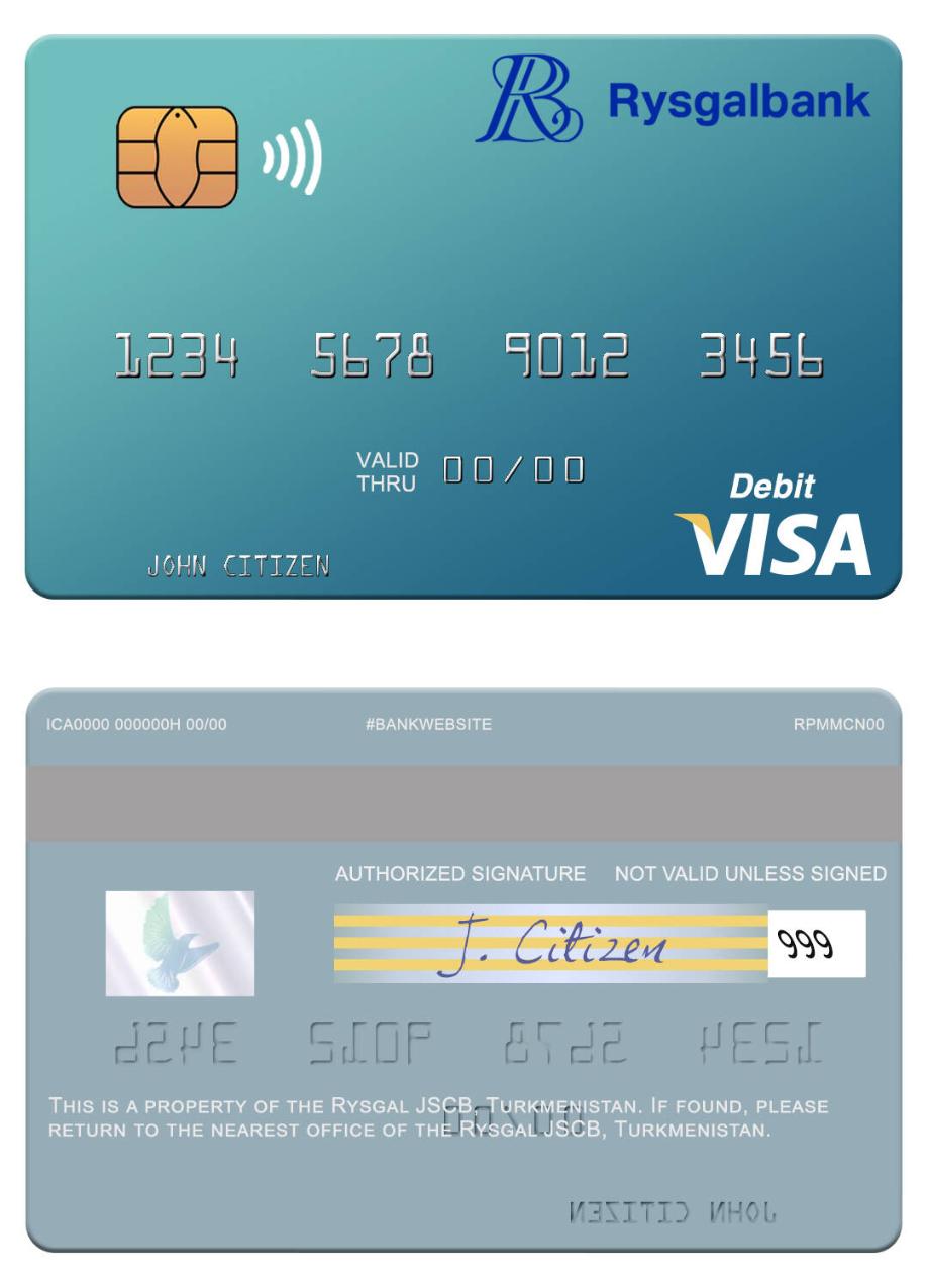 Turkmenistan Rysgal JSCB visa debit card